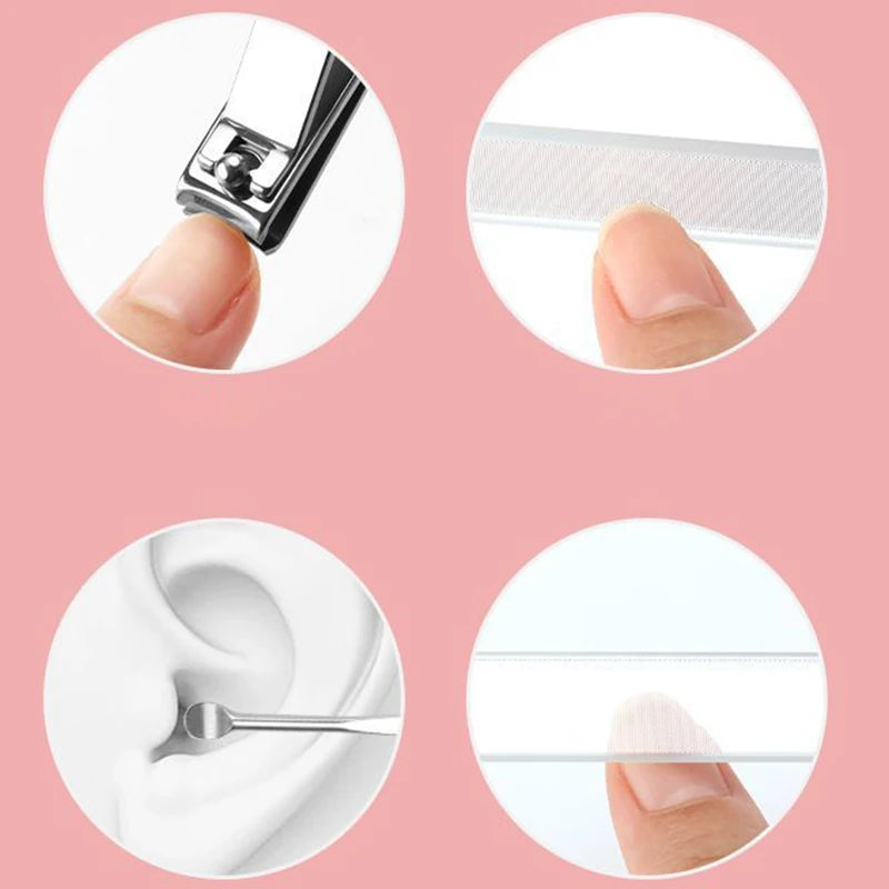 Portable Travel Leather Case Nail Clippers Set
