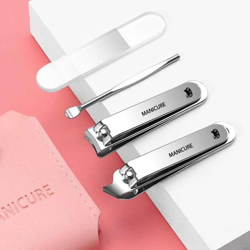 Portable Travel Leather Case Nail Clippers Set
