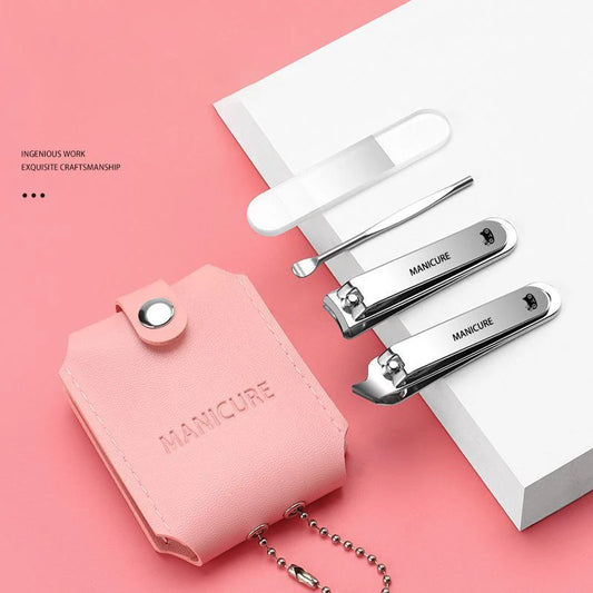 Portable Travel Leather Case Nail Clippers Set